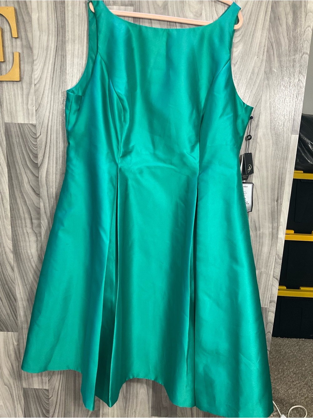 Adrianna Papell Girls' Teal Satin A-Line Party Dress - Picture 2 of 8
